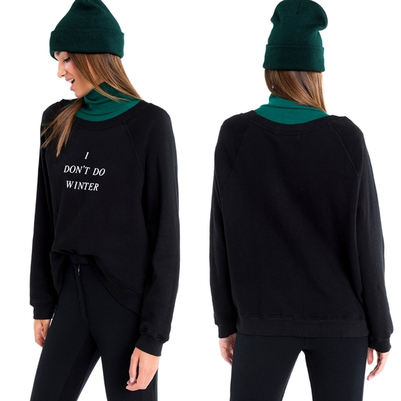 Wildfox Sweater I Don't Do Winter Sommers Sweatshirt Size XS Black - Picture 3 of 16